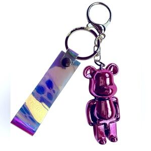 ☀️3 for $10☀️ Metallic Fuchsia Bear Keychain New